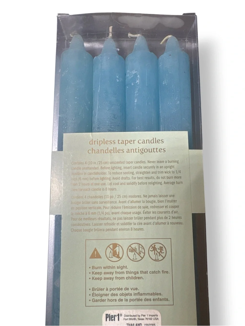 Pier 1 Imports Blue Dripless Unscented Taper Candles 4 Pack